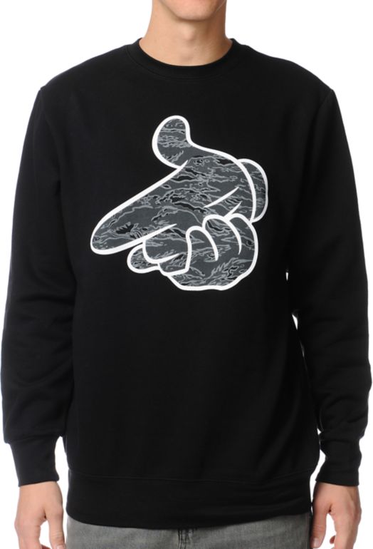 Crooks and Castles Tiger Camo Airgun Black Crew neck Sweatshirt