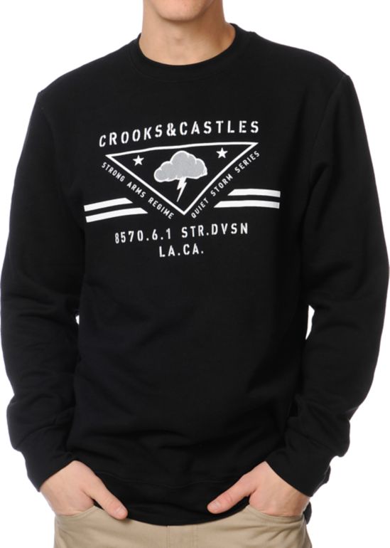 Crooks and Castles Strong Arm Regime Black Crew Neck Sweatshirt