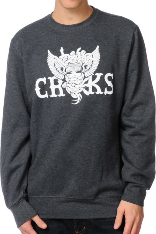 Crooks and Castles Wings & Snakes Charcoal Crew Neck Sweatshirt
