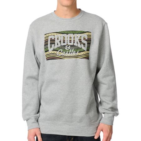 Crooks and Castles Wavy Core Grey Crew Neck Sweatshirt