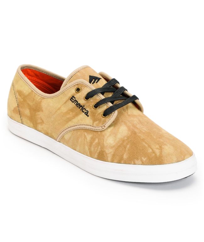 Emerica Wino Over-Dyed Sand & White Canvas Skate Shoe
