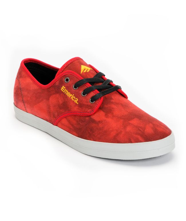 Emerica Wino Over-Dyed Red & Gray Canvas Skate Shoe