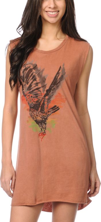 Obey Spirit Bird Brown Voodoo Tank Dress