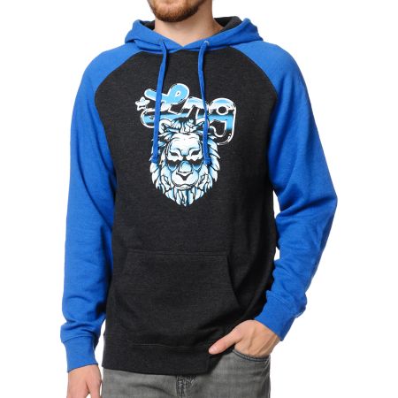 LRG Chrome Lion Blue & Black Pullover Hoodie