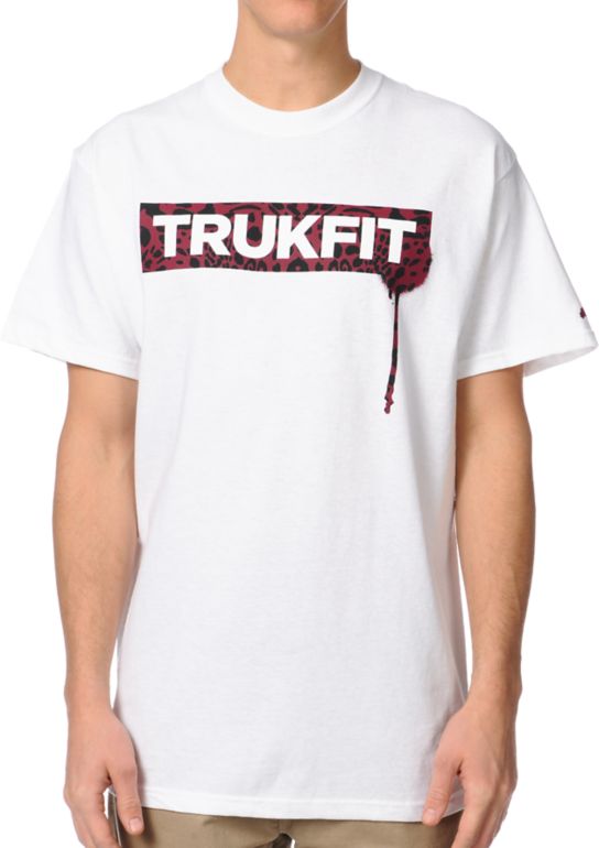 Trukfit Original Drip Cheetah White Tee Shirt