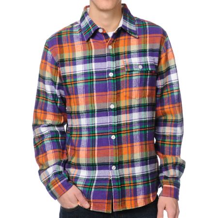 Stussy Leopold Purple Plaid Flannel Button Up Shirt