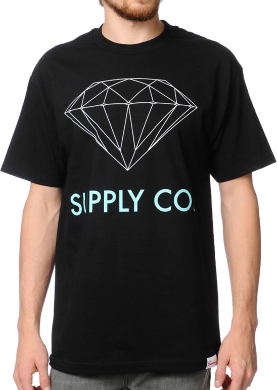 Diamond Supply Co. Black & Mint Tee Shirt