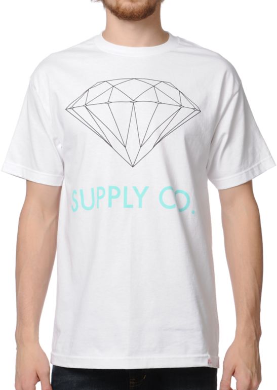 Diamond Supply Co. White & Mint Tee Shirt