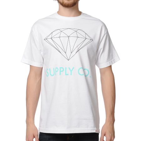 Diamond Supply Co. White & Mint Tee Shirt