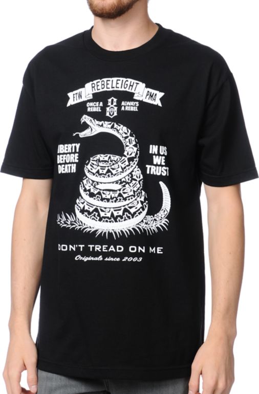 REBEL8 Dont Tread On Me Black Tee Shirt
