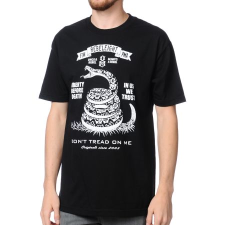 REBEL8 Dont Tread On Me Black Tee Shirt