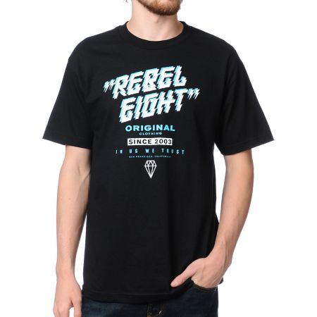 REBEL8 Lightning Strikes Black Tee Shirt
