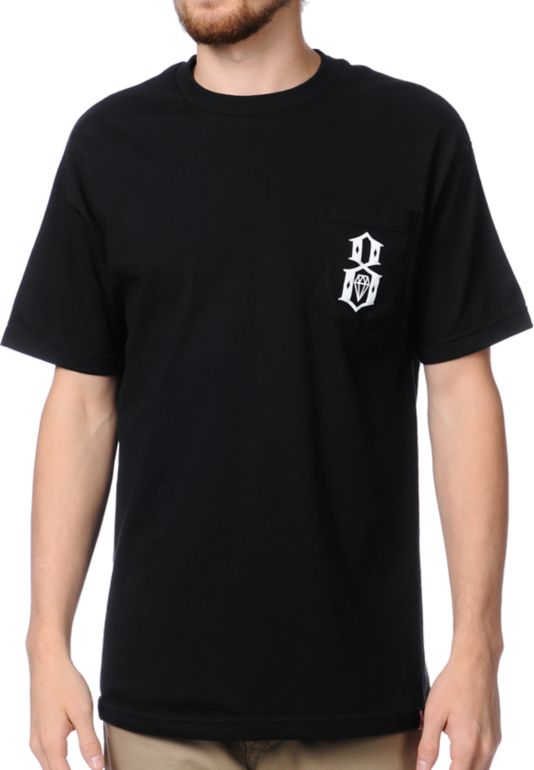 REBEL8 Logo Pocket Black Tee Shirt
