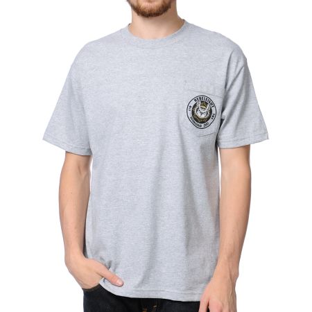 REBEL8 Owluminati Pocket Heather Grey Tee Shirt