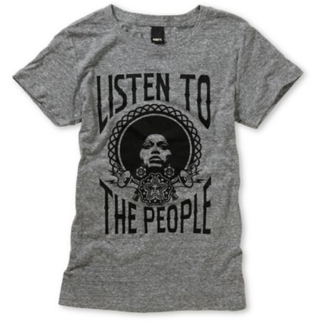 Obey Listen To The People Heather Grey Tee Shirt