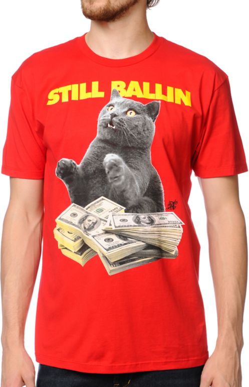 A-Lab Ballin Cat Red Tee Shirt