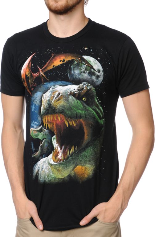 A-Lab Dinos In Space Black Tee Shirt