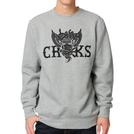 Crooks and Castles Wings & Snakes Grey Crew Neck Sweatshirt