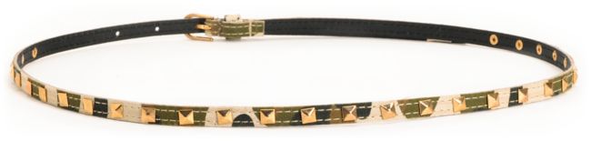 Love, Fire Camo Pyramid Studded Skinny Belt