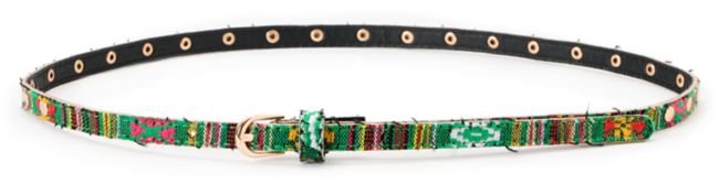 Love, Fire Green Tribal Studded Skinny Belt