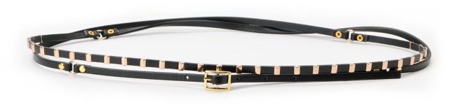 Love, Fire Black Double Wrap Studded Skinny Belt