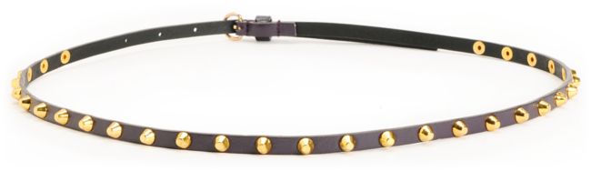 Love, Fire Dark Brown Studded Skinny Belt