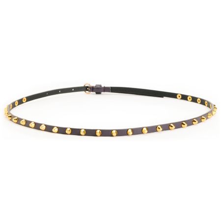 Love, Fire Dark Brown Studded Skinny Belt