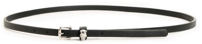 Love, Fire Black Skull Clasp Skinny Belt