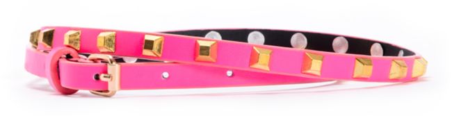 Love, Fire PInk Pyramid Studded Skinny Belt