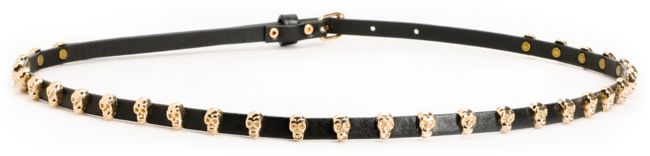Love, Fire Black Skull Studded Skinny Belt