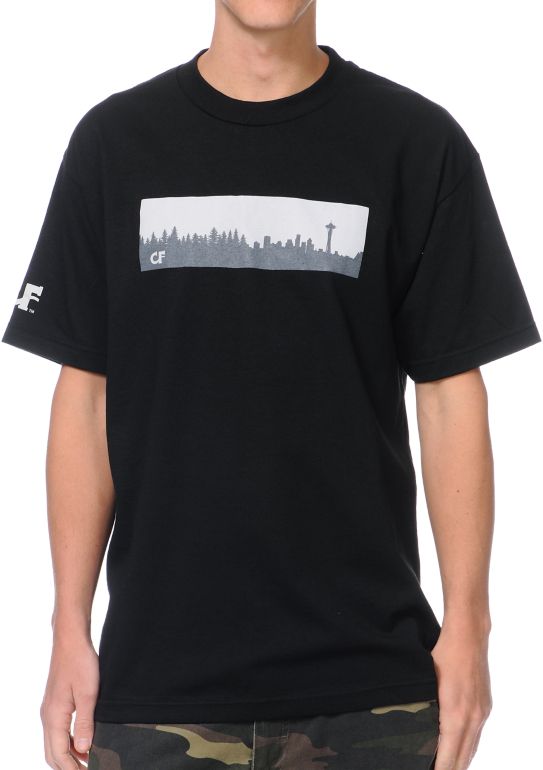 Cake Face Skyline Box Logo Black Tee Shirt