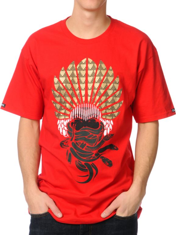 Crooks and Castles Mayan Medusa Red Tee Shirt