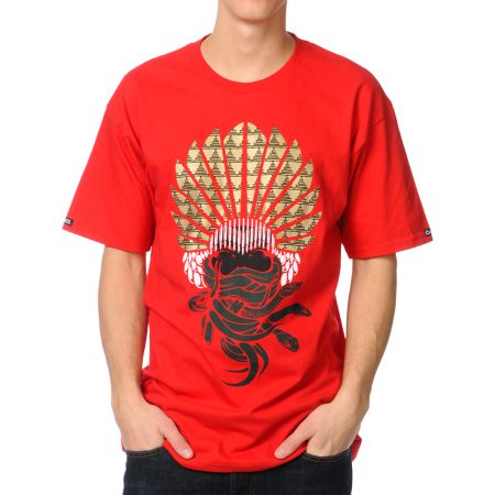 Crooks and Castles Mayan Medusa Red Tee Shirt
