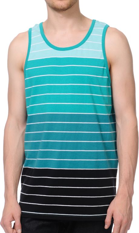 Zine Greenz Green & Black Striped Tank Top