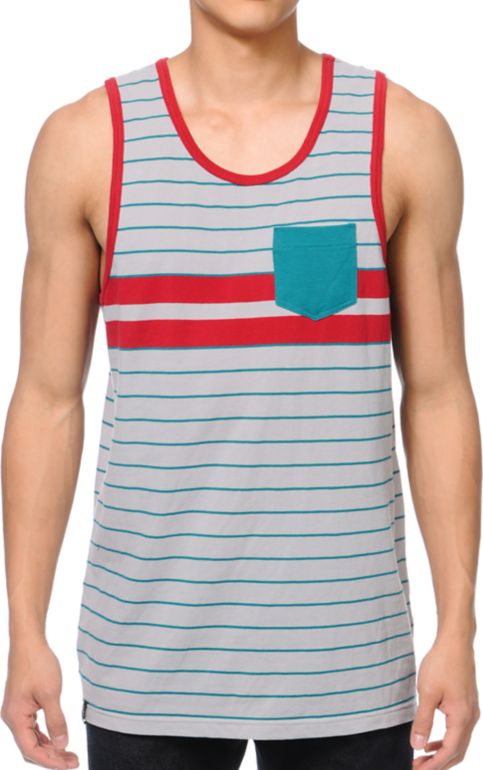 Empyre Life Guard Grey & Teal Tank Top
