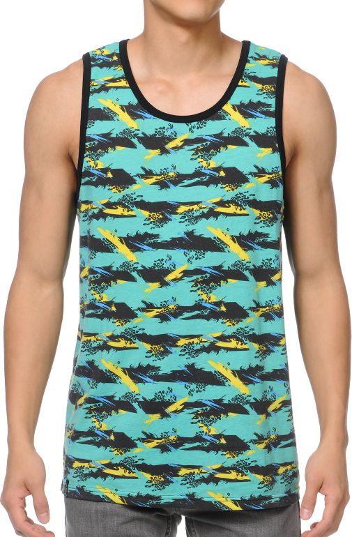 Empyre Paint Party Teal Striped Tank Top