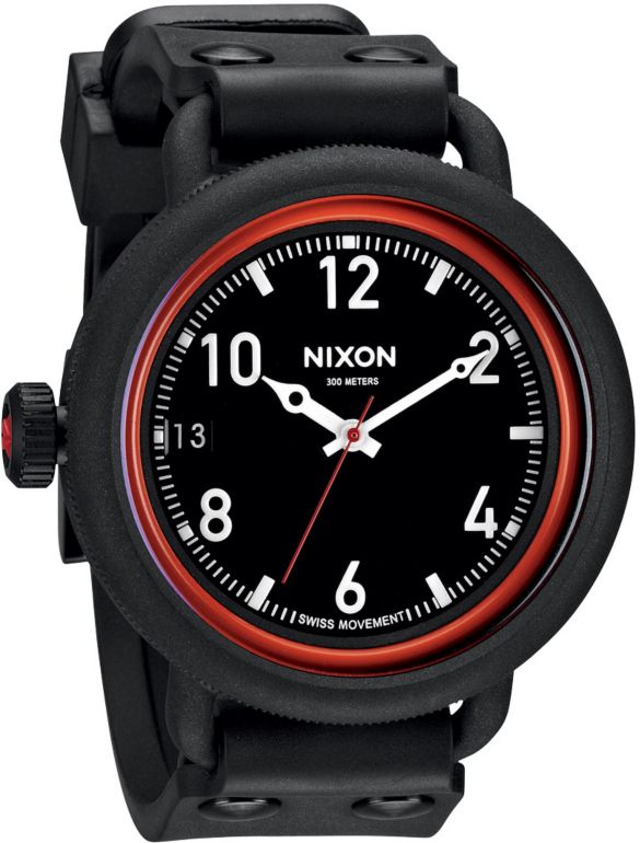 Nixon October Matte Black & Red Watch