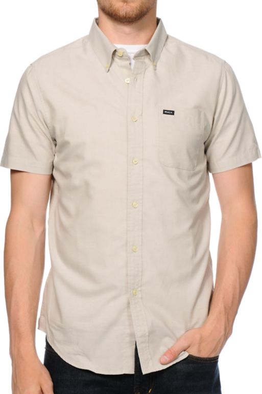 RVCA Thatll Do Khaki Oxford Button Up Shirt