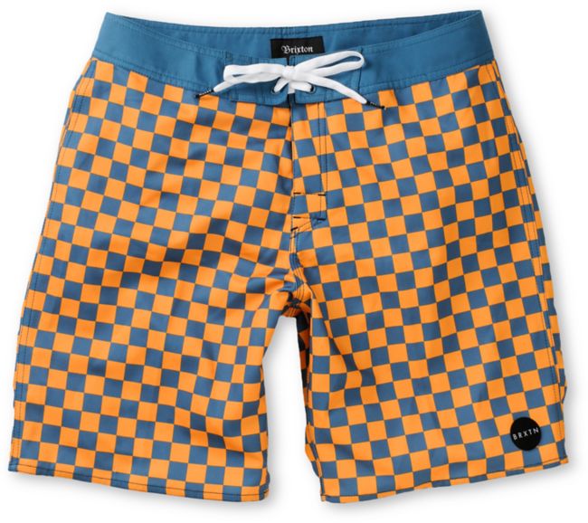 Brixton Generator Blue & Orange Checkered 19 Board Shorts