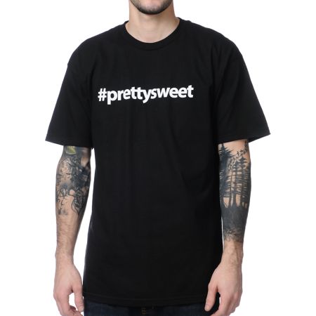 Girl Pretty Sweet Hashtag Black Tee Shirt