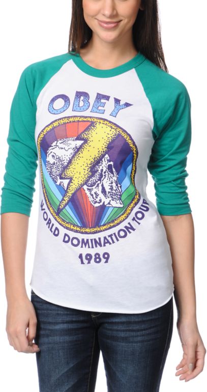 Obey World Domination Tour Baseball Tee Shirt