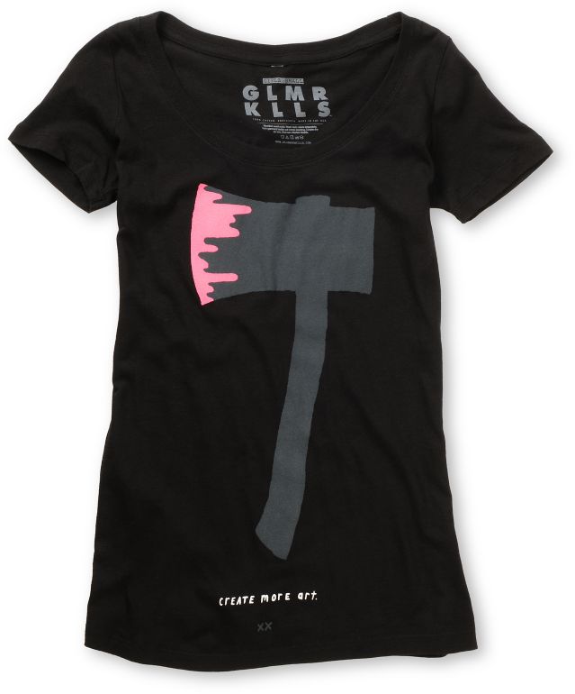 Glamour Kills Tools Of The Trade Black Scoop Neck Tee Shirt