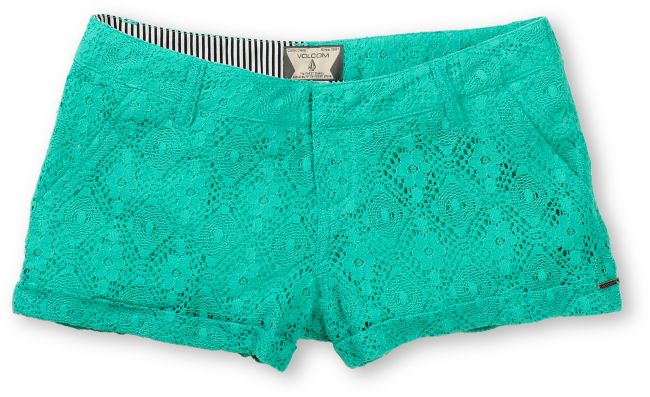 Volcom Girls Stone Roses Teal Lace Shorts