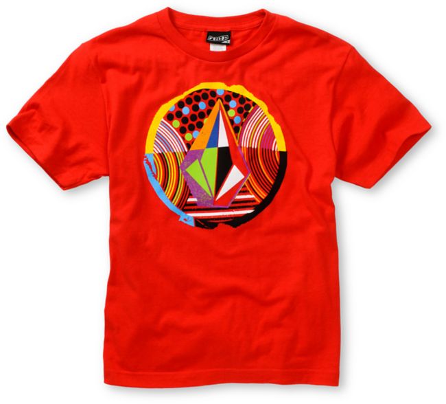 Volcom Boys Stranger Stone Red Tee Shirt