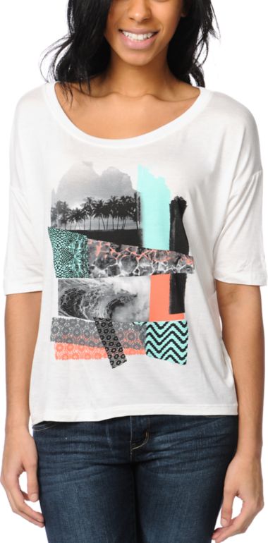 Lira Sunset Natural Scoop Neck Tee Shirt