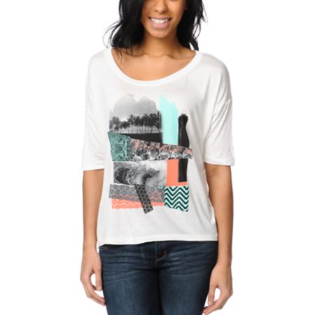 Lira Sunset Natural Scoop Neck Tee Shirt