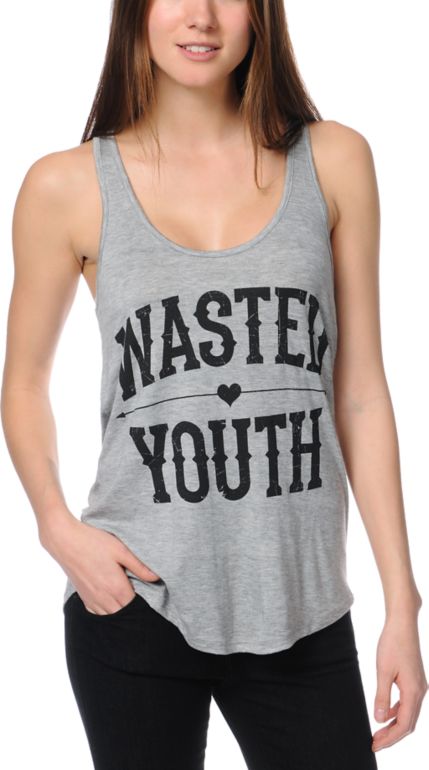 Lira Wasted Heather Grey Racerback Tank Top
