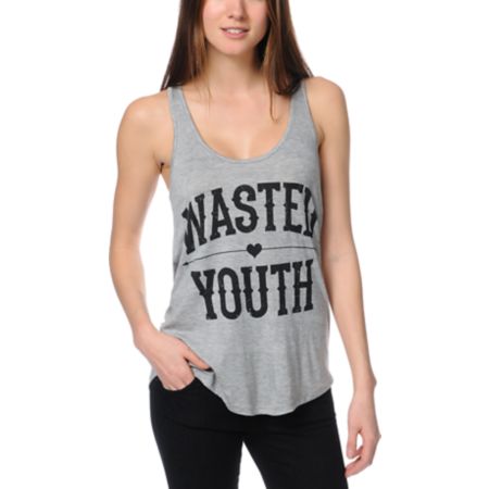 Lira Wasted Heather Grey Racerback Tank Top