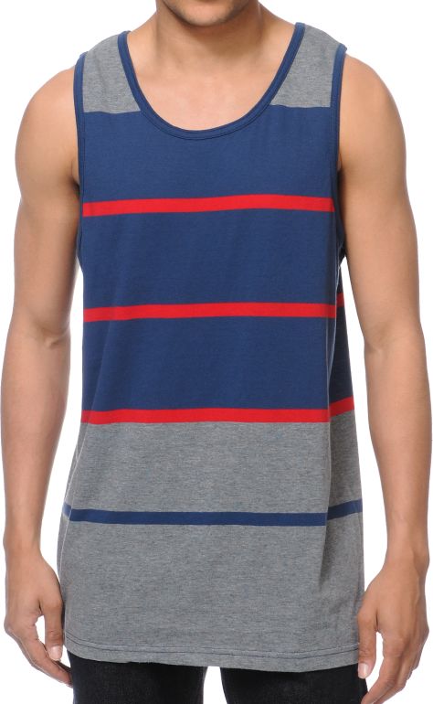 Zine Pats  Navy & Grey Striped Tank Top