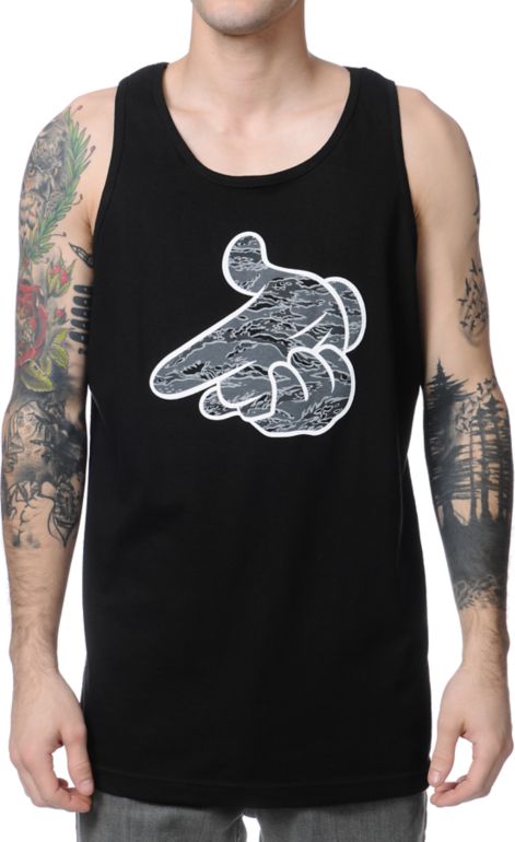Crooks and Castles Tiger Camo Air Gun Black Tank Top